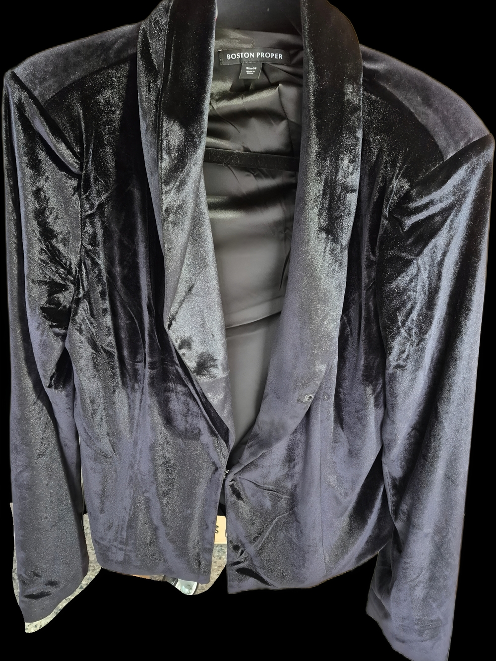 Boston Proper Black Velvet Blazer Jacket